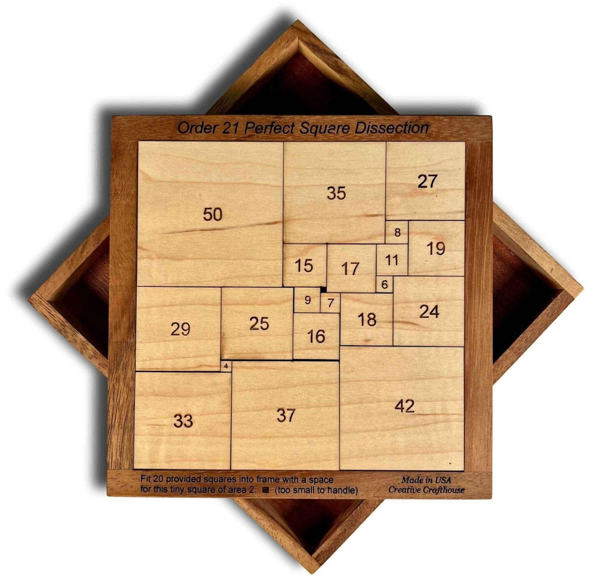 Order 21 Perfect Square Dissection - Math Brain Teaser Puzzle - Creative Crafthouse