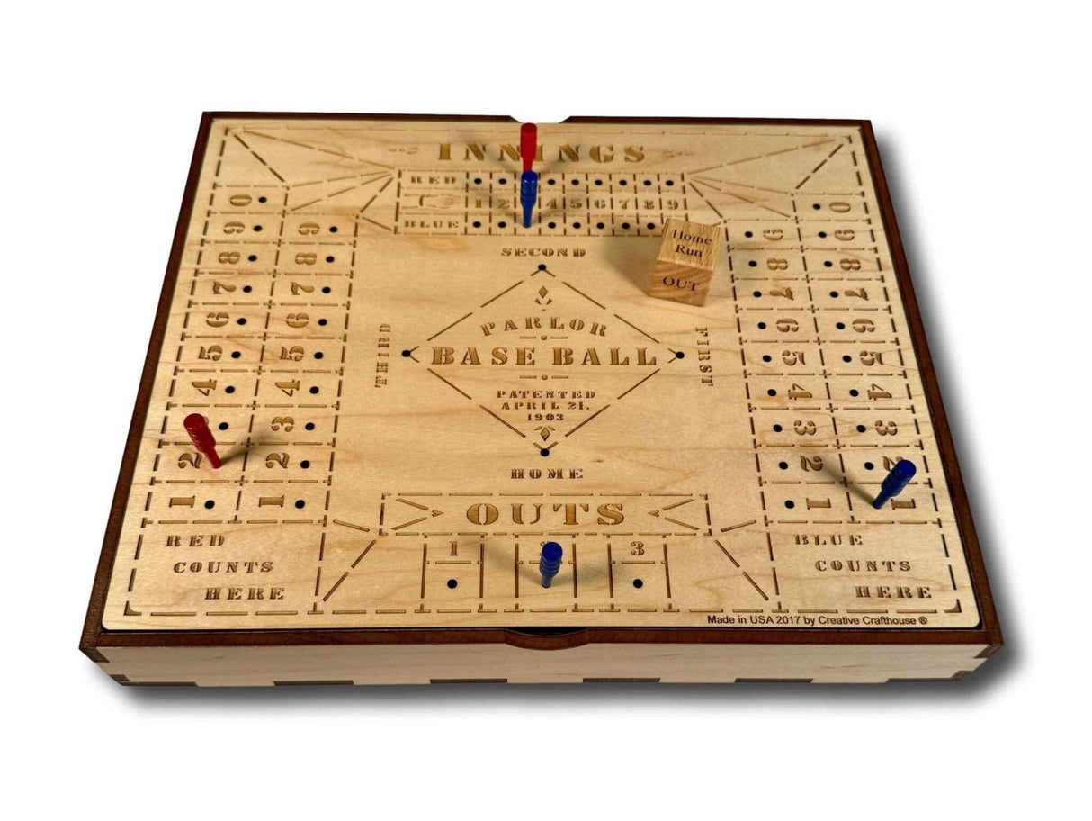 Vintage - Inspired Parlor Baseball Board Game | Handcrafted Wooden Family Game | Classic Interactive Fun for All Ages - Creative Crafthouse