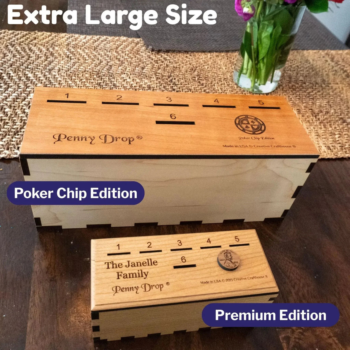 Penny Drop Game | Giant Sized Poker Chip Edition - Fun Family or Bar Game – can be personalized - Creative Crafthouse