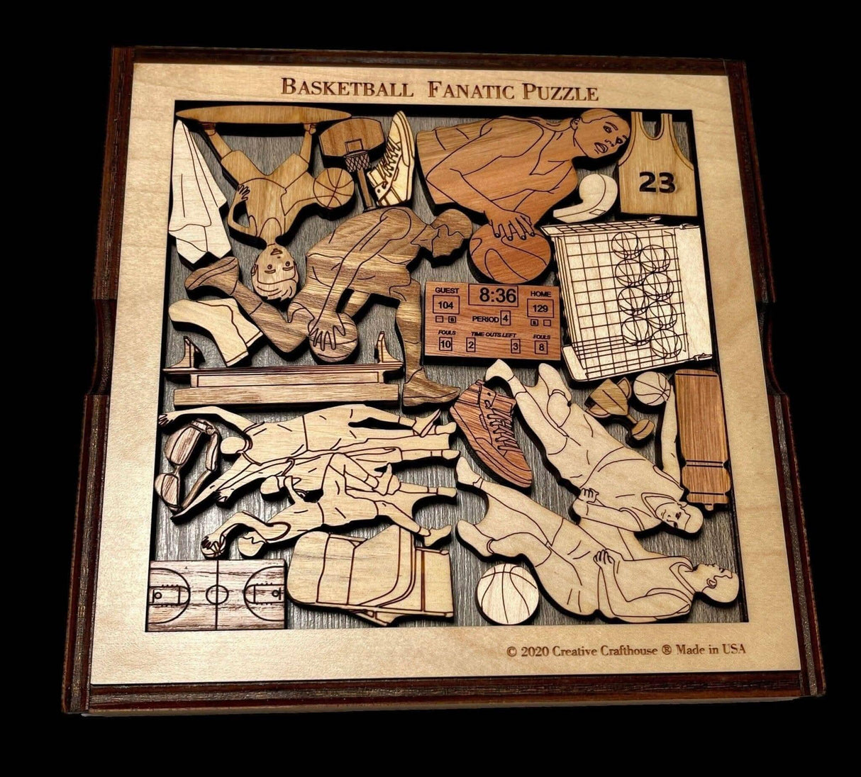 Personalizable Christmas Gift for Basketball Player - Basketball Fanatic Puzzle - Wooden Brain Teaser | Gift for Him | Gift for Her - Creative Crafthouse