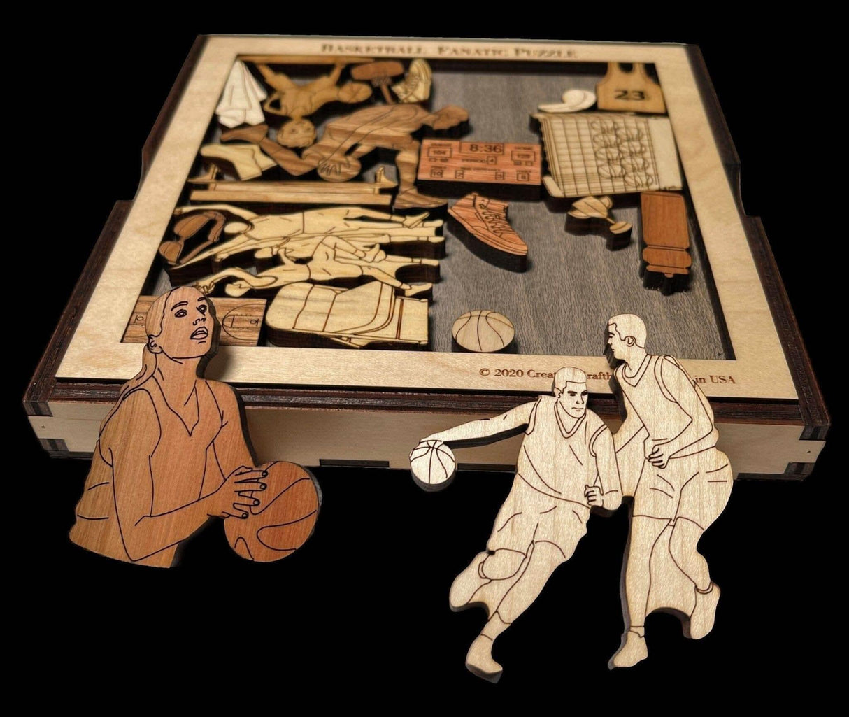 Personalizable Christmas Gift for Basketball Player - Basketball Fanatic Puzzle - Wooden Brain Teaser | Gift for Him | Gift for Her - Creative Crafthouse