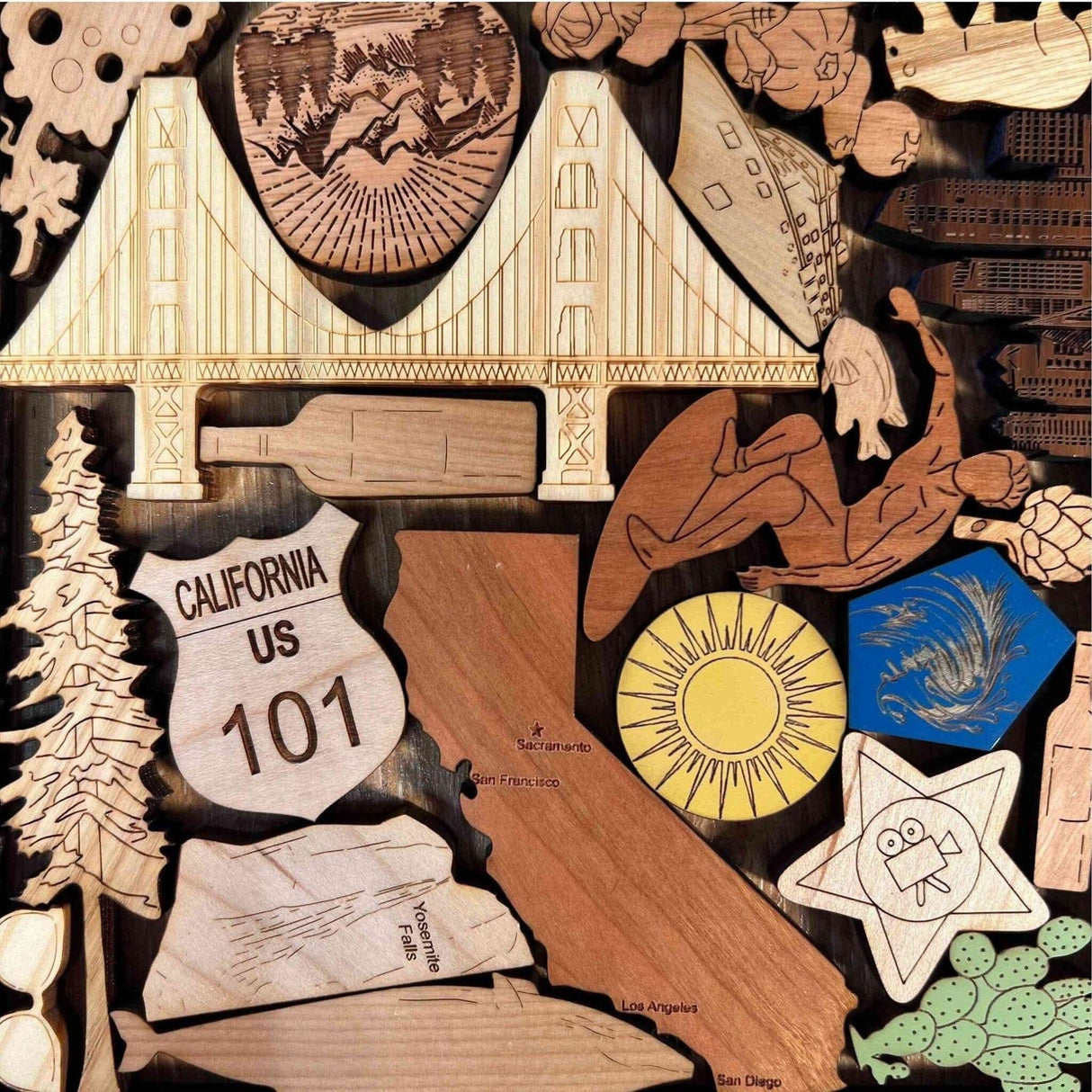 Personalizable Christmas Gift for Californians | The California Puzzle - Add a Laser Engraved Name or Message for a Unique Holiday Gift - Creative Crafthouse