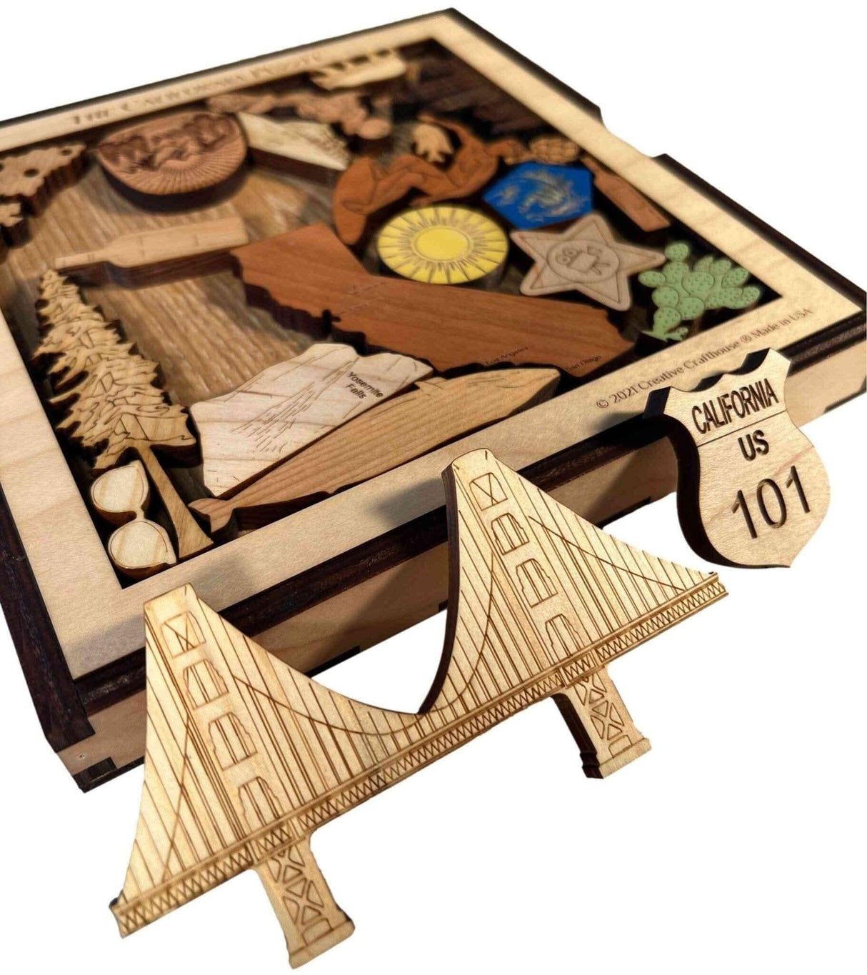Personalizable Christmas Gift for Californians | The California Puzzle - Add a Laser Engraved Name or Message for a Unique Holiday Gift - Creative Crafthouse