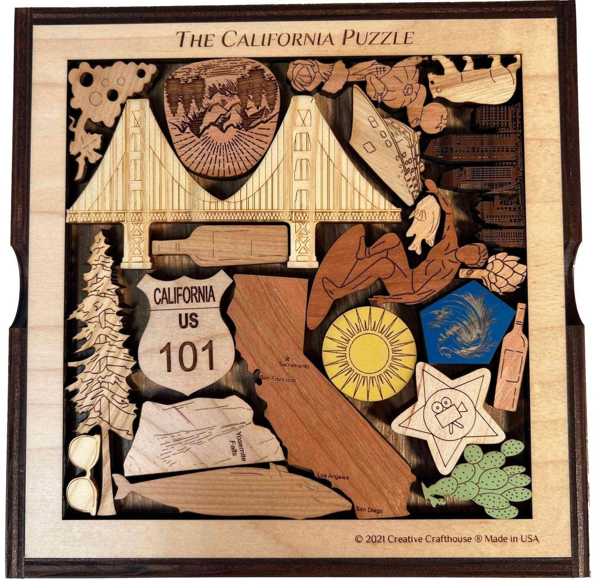 Personalizable Christmas Gift for Californians | The California Puzzle - Add a Laser Engraved Name or Message for a Unique Holiday Gift - Creative Crafthouse