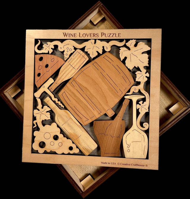 Personalizable Christmas Gift for Wine Moms | The Wine Lovers Wood Puzzle | Add a Custom Laser Engraved name or Message | Gifts for Her - Creative Crafthouse