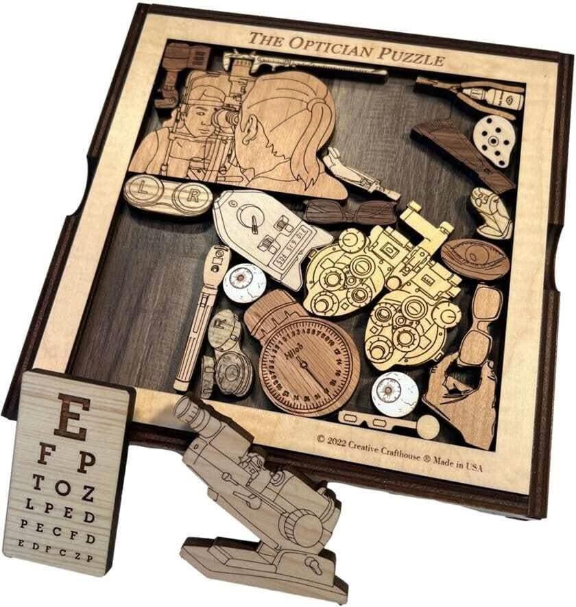 Personalizable Gift for Optician - The Optician Puzzle - Unique Laser Cut Brain Teaser - Perfect for Thank Yous, Retirement, and Graduation - Creative Crafthouse