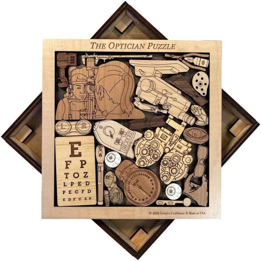 Personalizable Gift for Optician - The Optician Puzzle - Unique Laser Cut Brain Teaser - Perfect for Thank Yous, Retirement, and Graduation - Creative Crafthouse