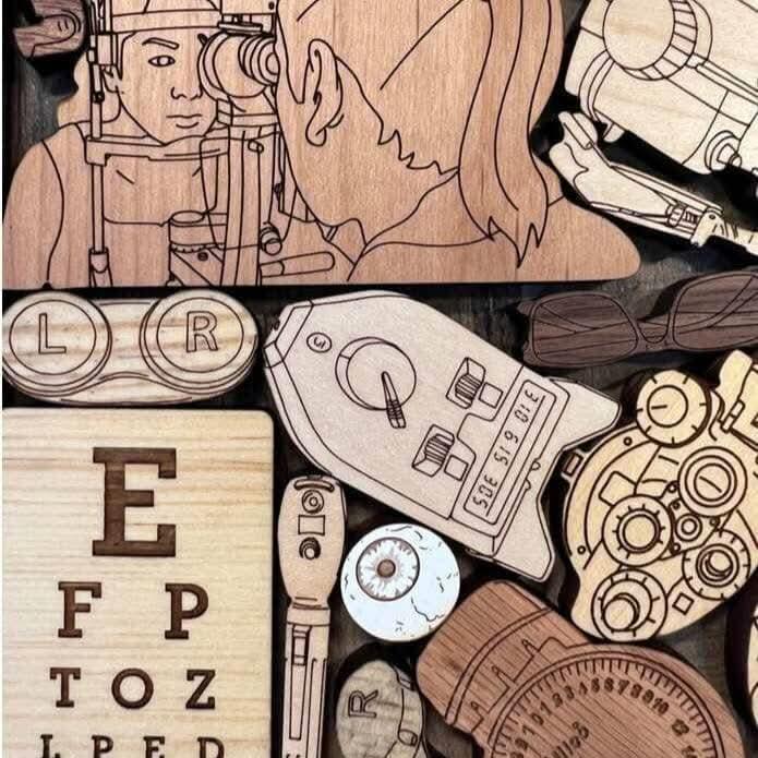 Personalizable Gift for Optician - The Optician Puzzle - Unique Laser Cut Brain Teaser - Perfect for Thank Yous, Retirement, and Graduation - Creative Crafthouse