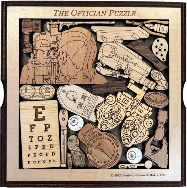Personalizable Gift for Optician - The Optician Puzzle - Unique Laser Cut Brain Teaser - Perfect for Thank Yous, Retirement, and Graduation - Creative Crafthouse