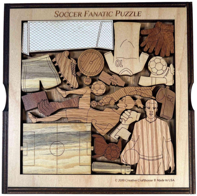 Personalizable Gift for the Soccer Fan - Soccer Fanatic Picture Frame Puzzle - artistic and challenging - Customize with a Laser Engraving - Creative Crafthouse