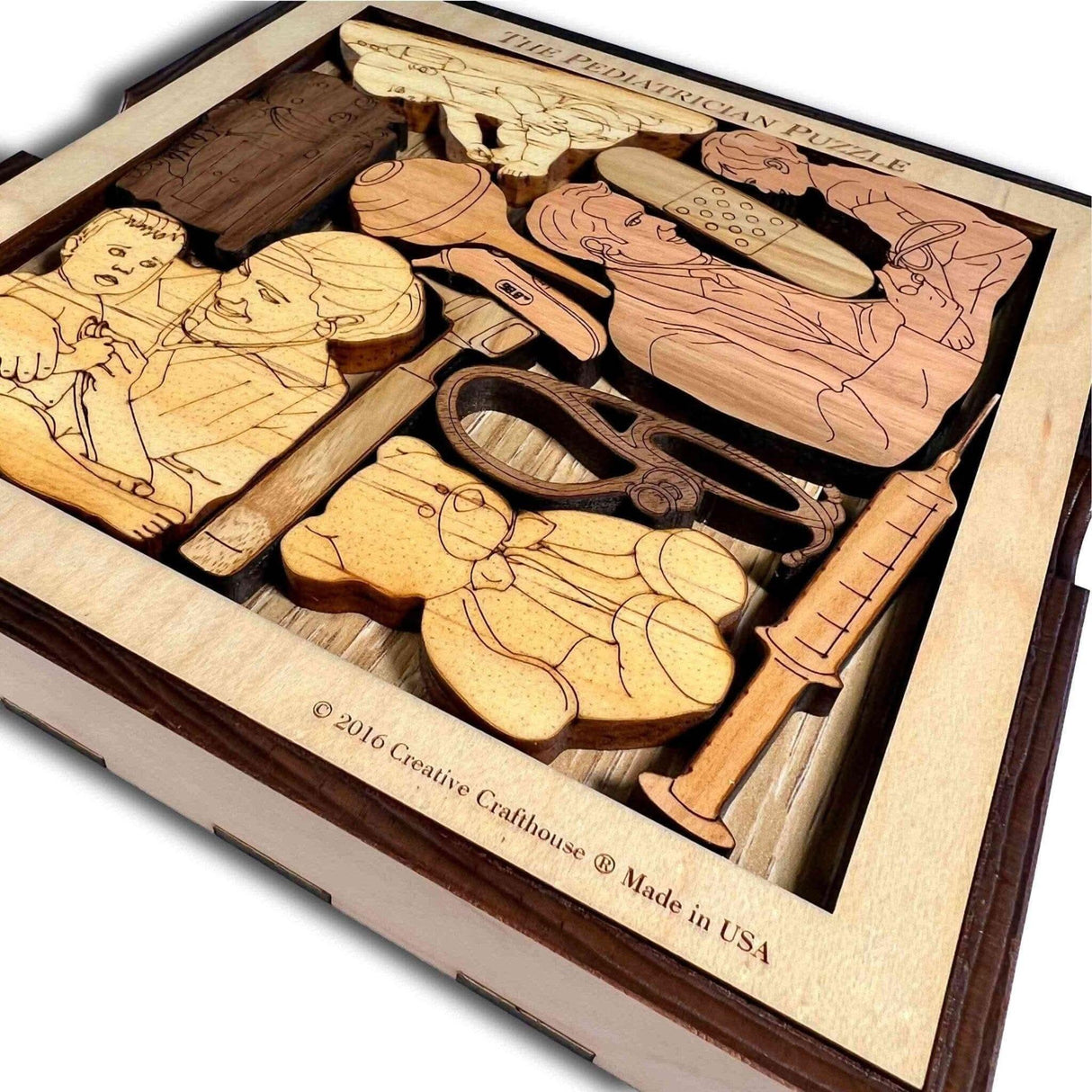 Personalizable Gift for Your Pediatrician | Unique Wood Puzzle | Add a Laser Engraved Name or Message | Handmade | The Pediatrician Puzzle - Creative Crafthouse