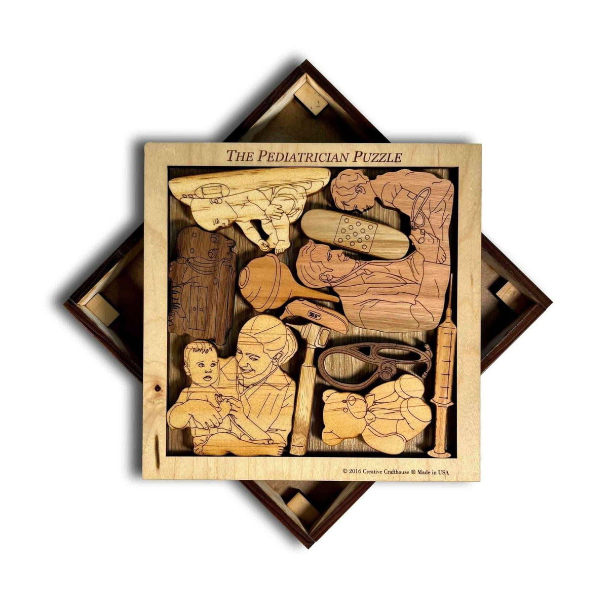 Personalizable Gift for Your Pediatrician | Unique Wood Puzzle | Add a Laser Engraved Name or Message | Handmade | The Pediatrician Puzzle - Creative Crafthouse