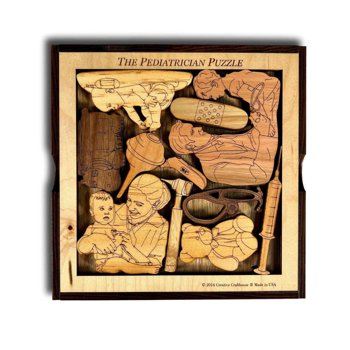 Personalizable Gift for Your Pediatrician | Unique Wood Puzzle | Add a Laser Engraved Name or Message | Handmade | The Pediatrician Puzzle - Creative Crafthouse