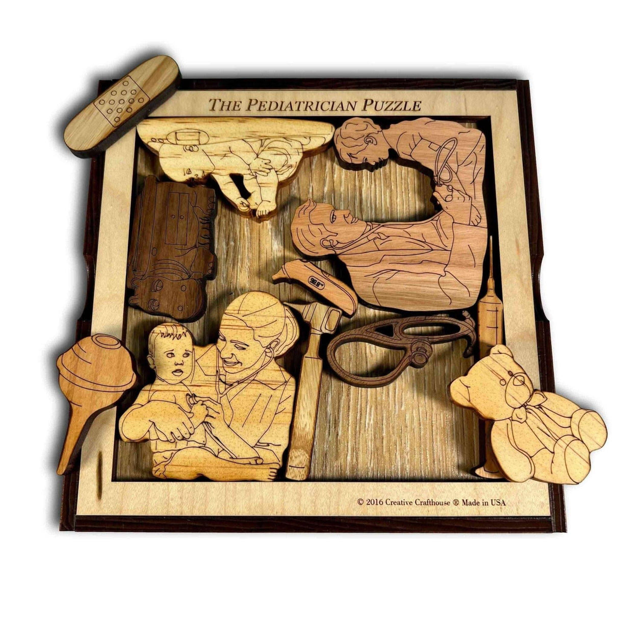 Personalizable Gift for Your Pediatrician | Unique Wood Puzzle | Add a Laser Engraved Name or Message | Handmade | The Pediatrician Puzzle - Creative Crafthouse