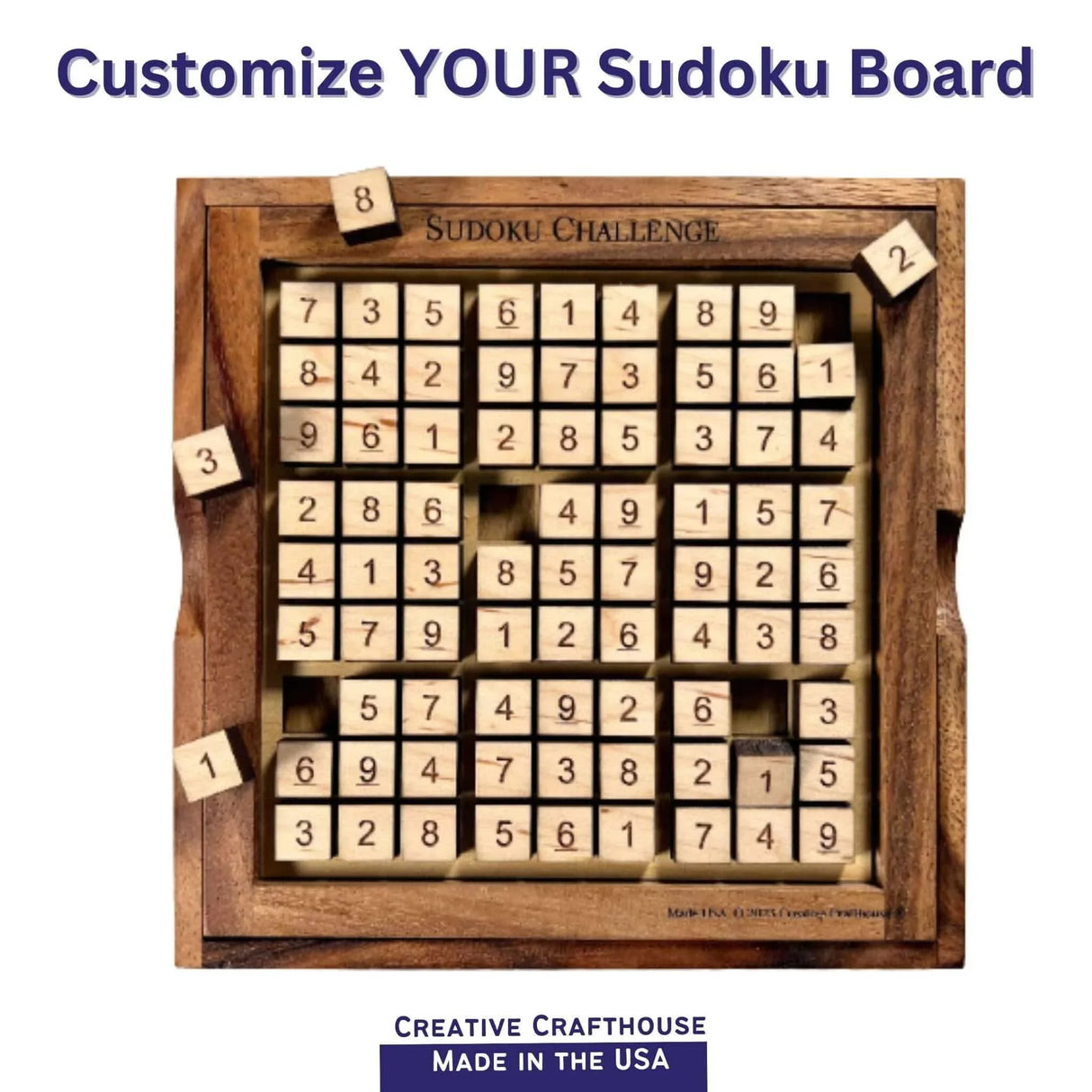 Personalizable Sudoku Board - Sudoku Challenge Game - Create Your own Sudoku Puzzle with customizable layout - Creative Crafthouse