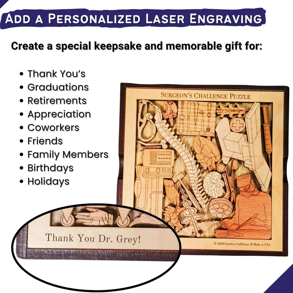 Personalizable Thank You Gift for Surgeons - The Surgeon’s Challenge Puzzle - Retirement Gift - Wood Brain Teaser - Creative Crafthouse