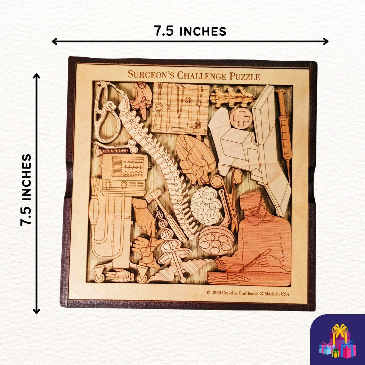 Personalizable Thank You Gift for Surgeons - The Surgeon’s Challenge Puzzle - Retirement Gift - Wood Brain Teaser - Creative Crafthouse