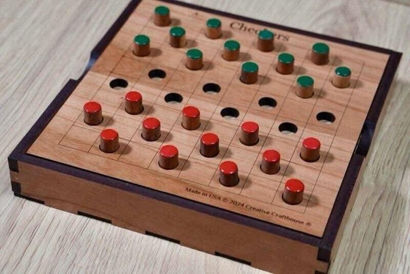 Personalizable Two - Player Checkers Board Game - Handcrafted in Florida by Creative Crafthouse - Creative Crafthouse