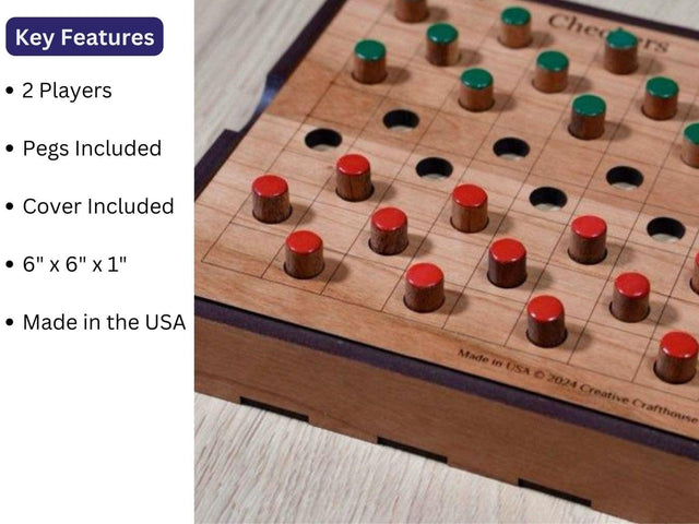 Personalizable Two - Player Checkers Board Game - Handcrafted in Florida by Creative Crafthouse - Creative Crafthouse