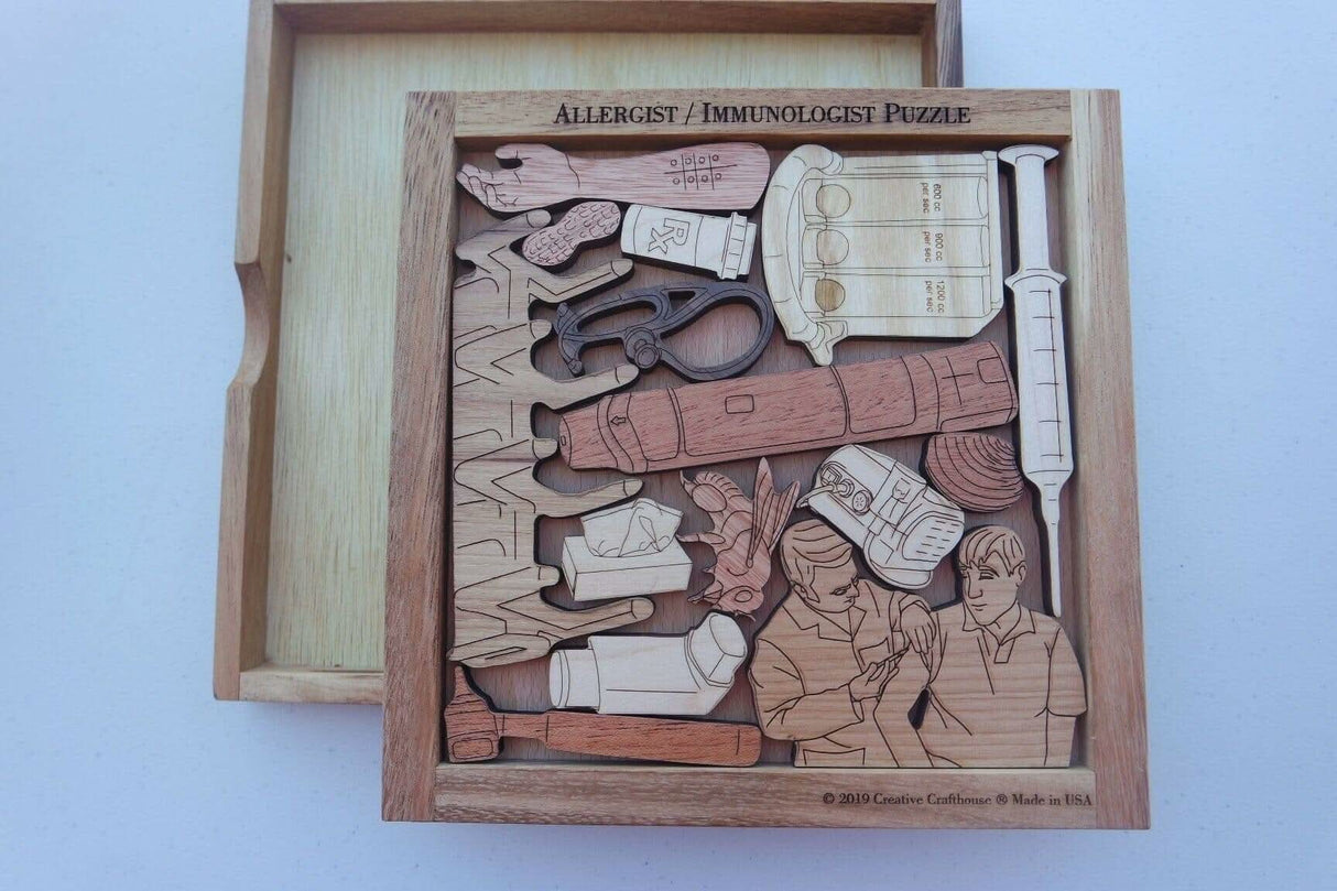 Personalizable Gift for Allergist and Immunologist - Artisic Wood Puzzle and Office Decor - Add a Personalized Laser Engraving - Creative Crafthouse