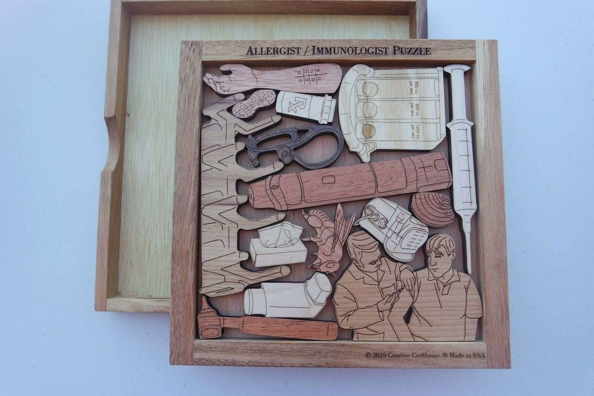 Personalizable Gift for Allergist and Immunologist - Artisic Wood Puzzle and Office Decor - Add a Personalized Laser Engraving - Creative Crafthouse