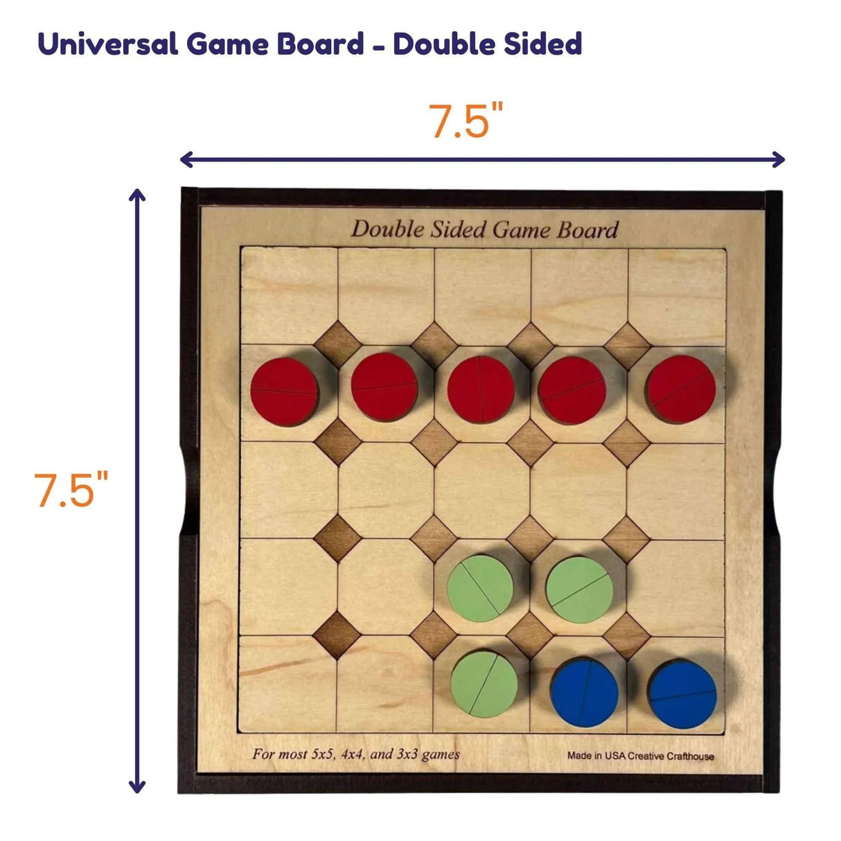 Personalized Christmas Gift for Board Game Players - Universal Game Board for 3x3, 4x4, 5x5 Games - Playing Tokens Included - Creative Crafthouse