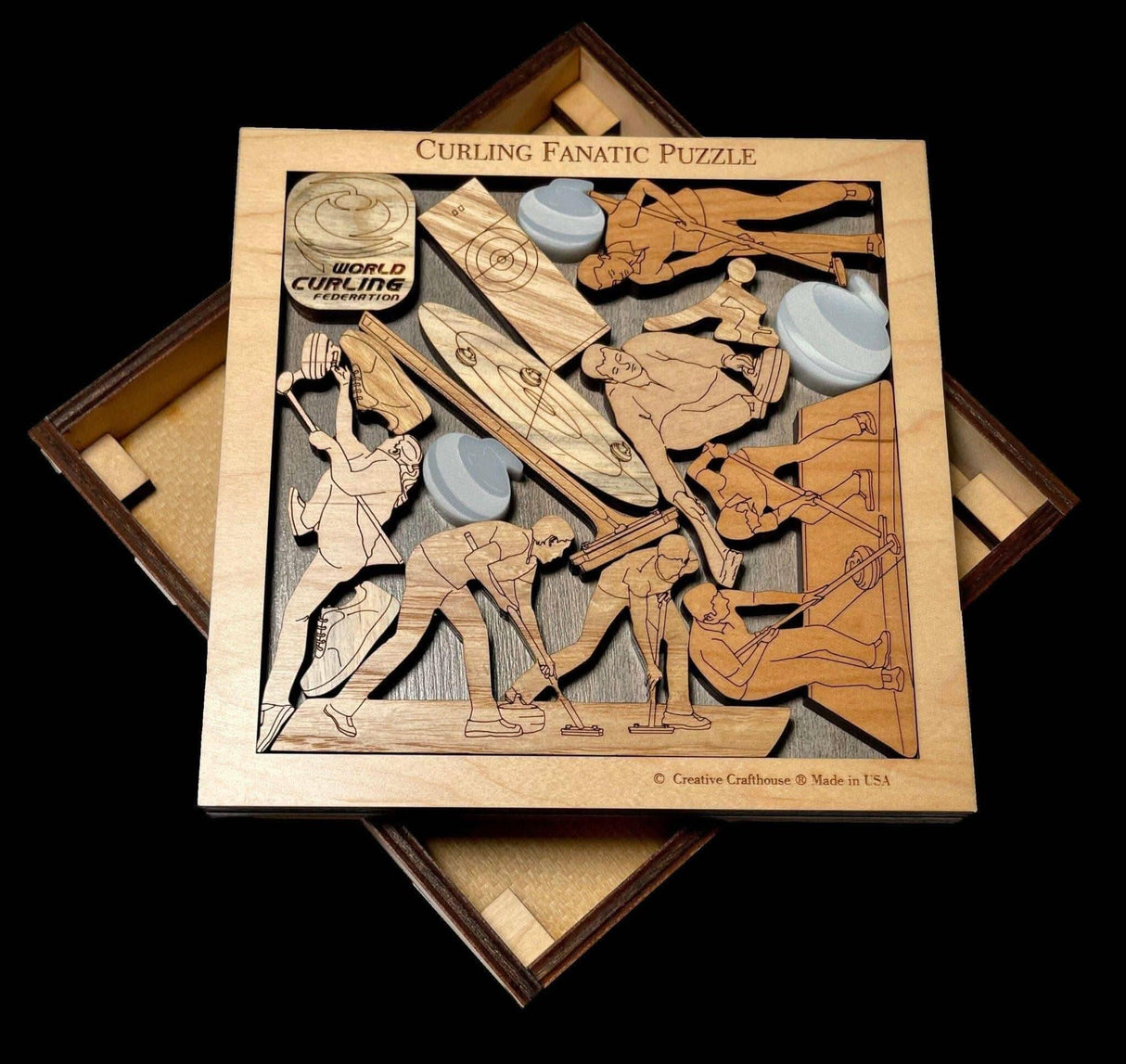 Personalized Curler Gift - Curling Fanatic Wood Puzzle - Curling Mom Gift - Customize With a Laser Engraved Name, Message, Club Name - Creative Crafthouse