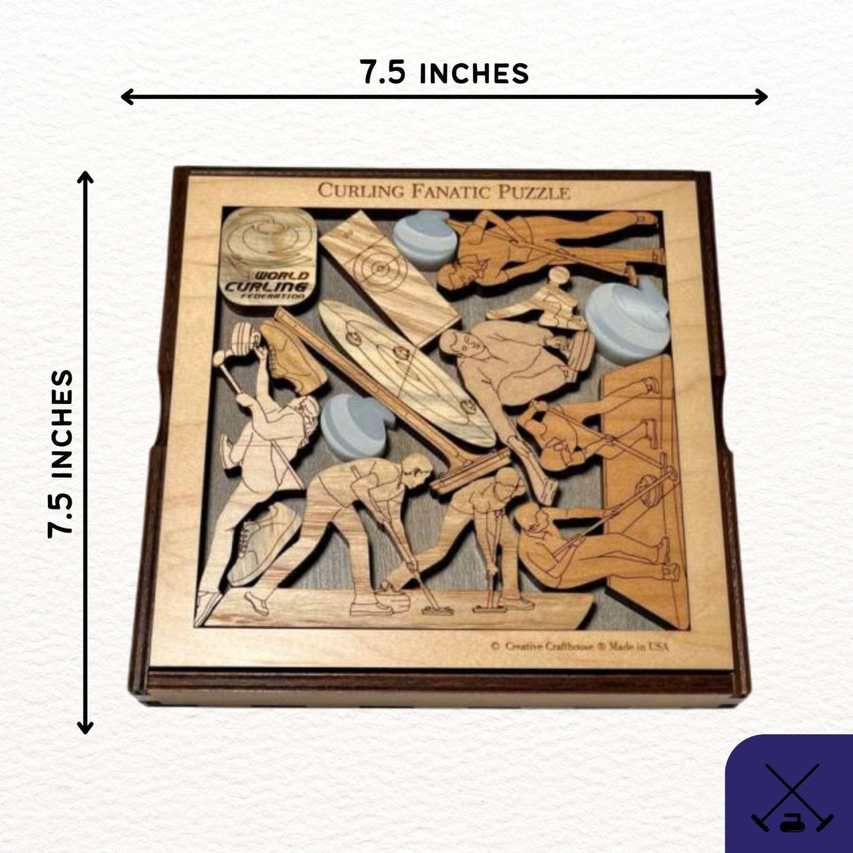 Personalized Curler Gift - Curling Fanatic Wood Puzzle - Curling Mom Gift - Customize With a Laser Engraved Name, Message, Club Name - Creative Crafthouse