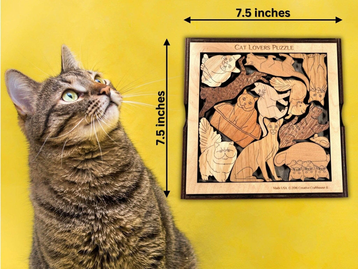 Personalized Gift for Cat Lovers - The Cat Lovers Wood Puzzle - Laser Engrave name or Message - Creative Crafthouse