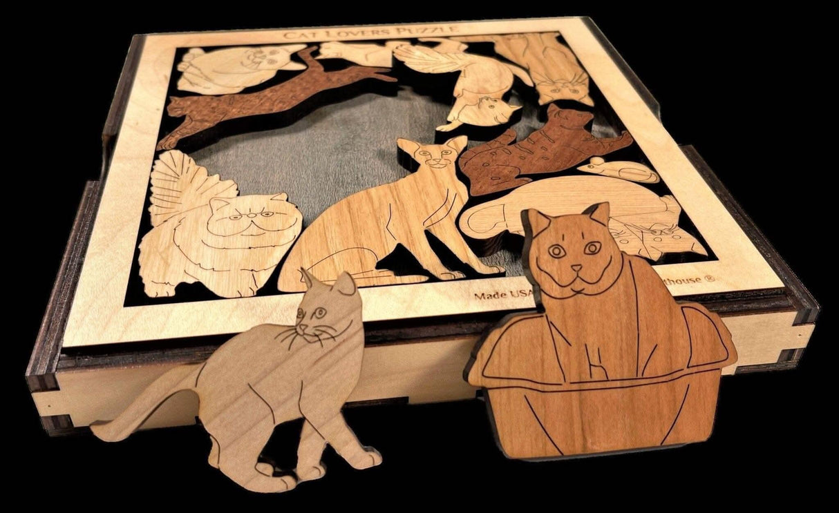 Personalized Gift for Cat Lovers - The Cat Lovers Wood Puzzle - Laser Engrave name or Message - Creative Crafthouse