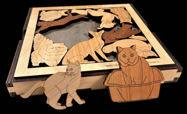 Personalized Gift for Cat Lovers - The Cat Lovers Wood Puzzle - Laser Engrave name or Message - Creative Crafthouse