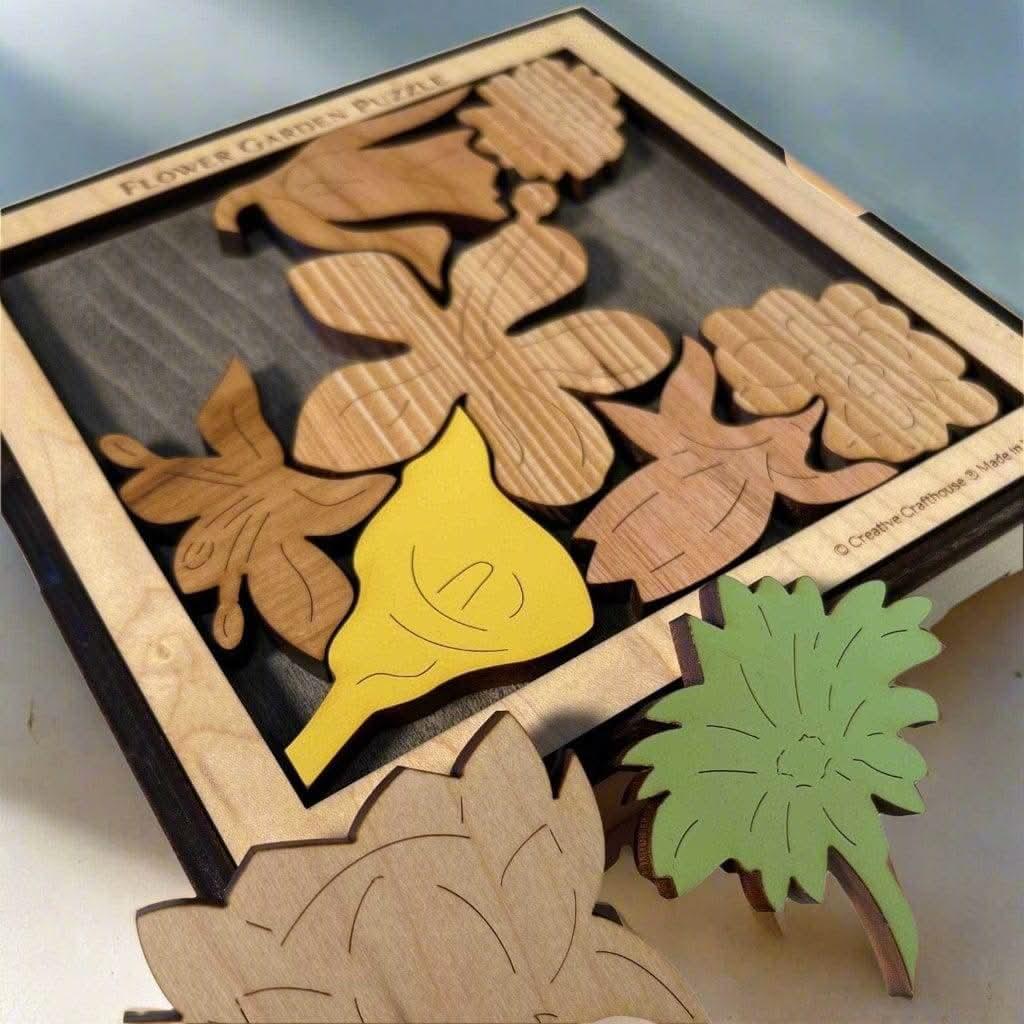 Personalized Gift for Flower Lovers - The Florist's Challenge Wood Puzzle | Add a Laser Engraved Name | One of a Kind Gift - Creative Crafthouse