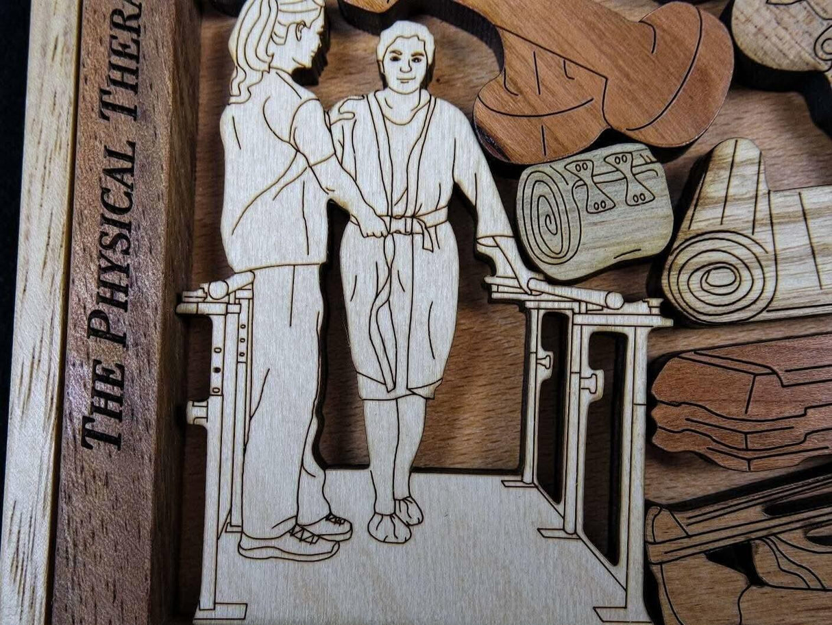 Personalized Gift for Physical Therapist - Physical Therapist Wood Puzzle Brain Teaser - One of a Kind Graduation Gift | Unique Office Decor - Creative Crafthouse