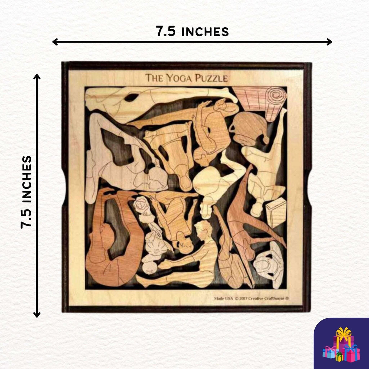 Personalized Yoga Gift - The Yoga Puzzle - Add a Laser Engraved Name - 13 Piece Wooden Brain easer - Unique Gifts for Yoga Lovers - Creative Crafthouse