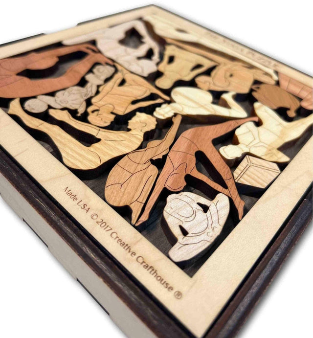 Personalized Yoga Gift - The Yoga Puzzle - Add a Laser Engraved Name - 13 Piece Wooden Brain easer - Unique Gifts for Yoga Lovers - Creative Crafthouse
