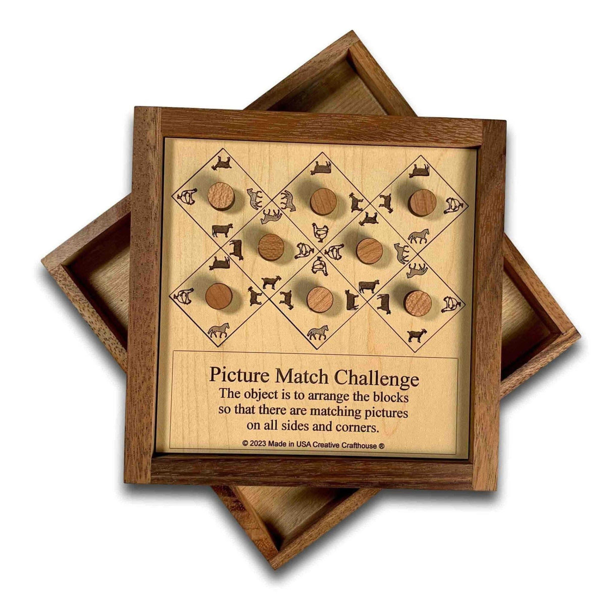 Picture Match Challenge - Animal Version - Wooden Brain Teaser Puzzle - Creative Crafthouse