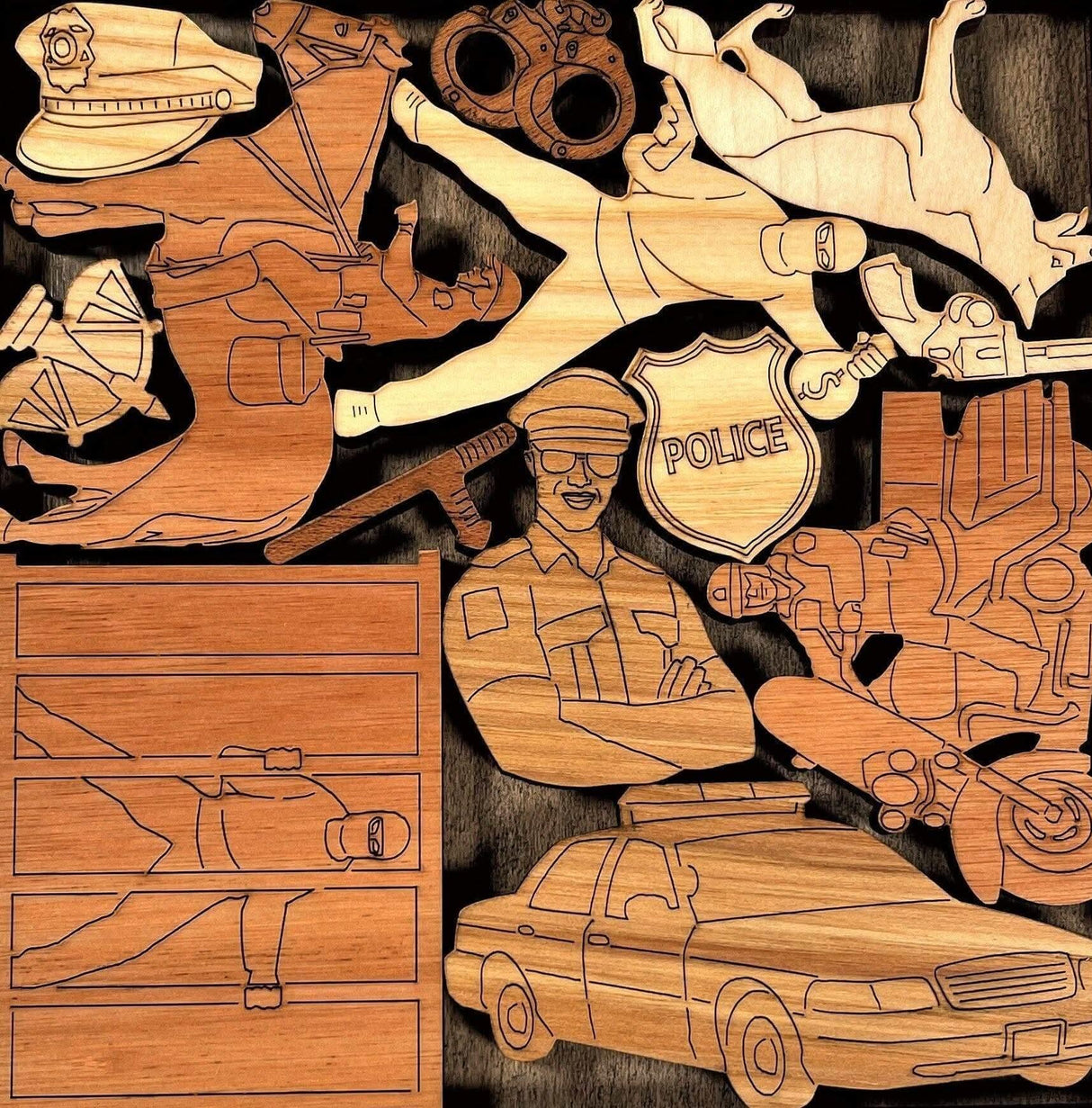 Police - Community Heroes Brain Teaser Puzzle - artistic and challenging - can be personalized - Creative Crafthouse