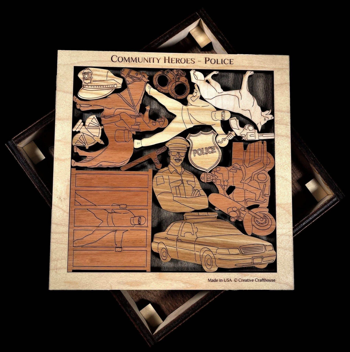 Police - Community Heroes Brain Teaser Puzzle - artistic and challenging - can be personalized - Creative Crafthouse