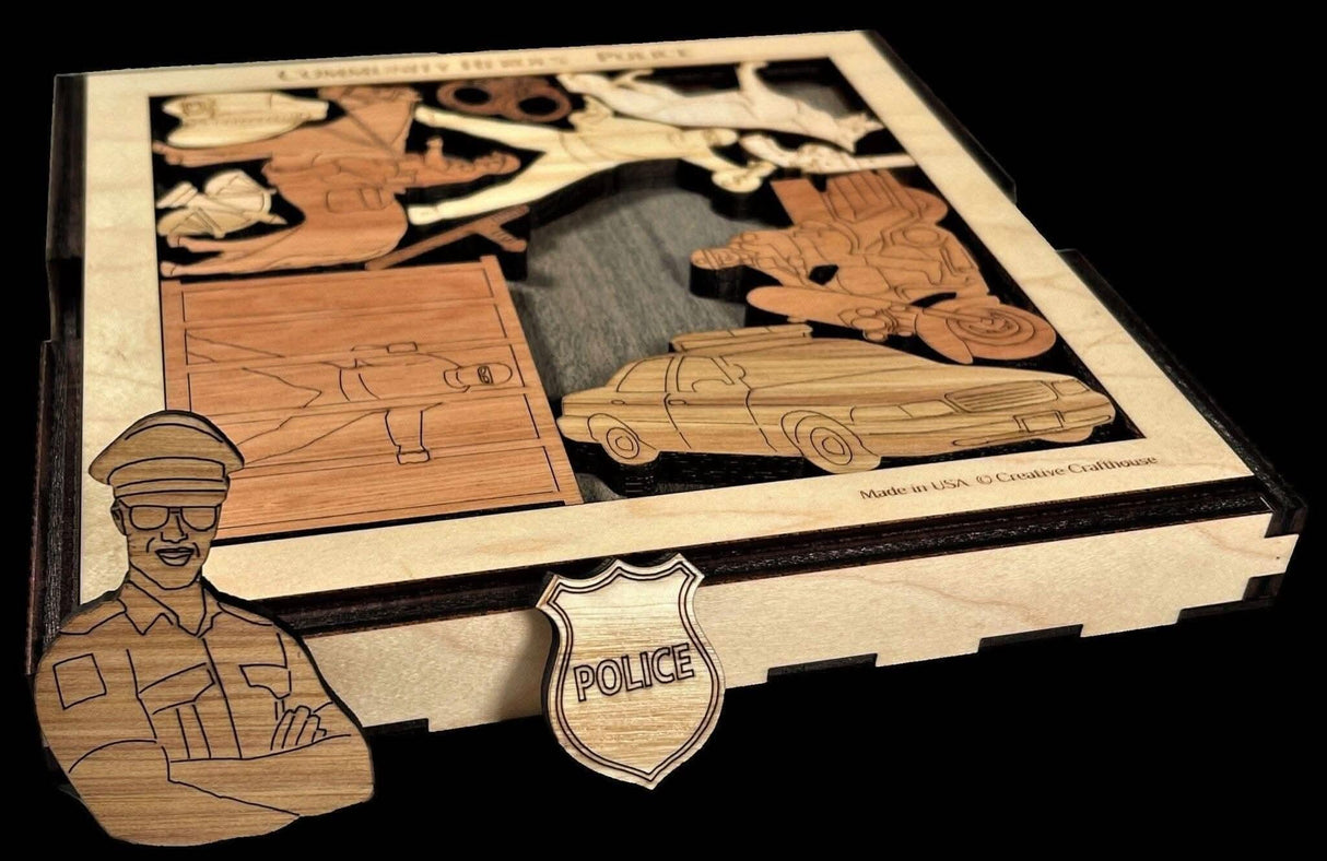Police - Community Heroes Brain Teaser Puzzle - artistic and challenging - can be personalized - Creative Crafthouse