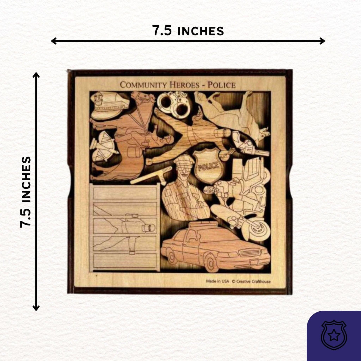 Police - Community Heroes Brain Teaser Puzzle - artistic and challenging - can be personalized - Creative Crafthouse