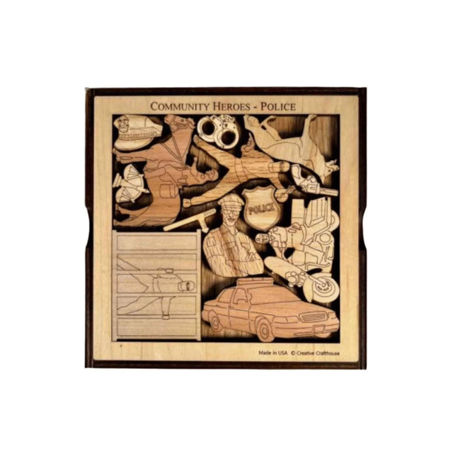 Police - Community Heroes Brain Teaser Puzzle - artistic and challenging - can be personalized - Creative Crafthouse