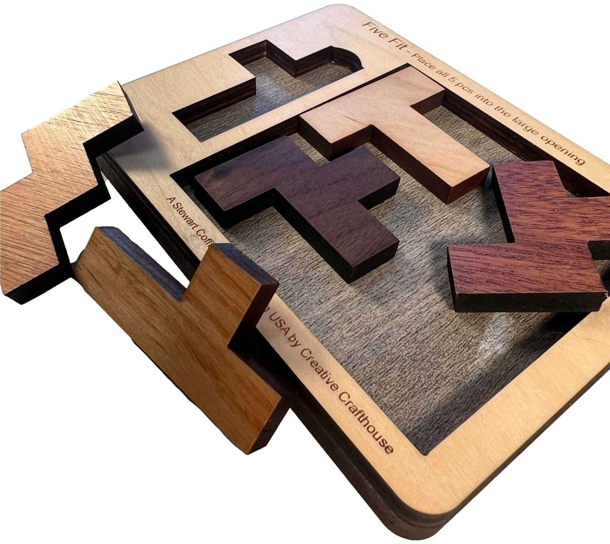 Puzzle for Adults - Puzzle Experts Only - The Five Fit Puzzle - Extremely Hard Five Piece Wood Puzzle - Creative Crafthouse