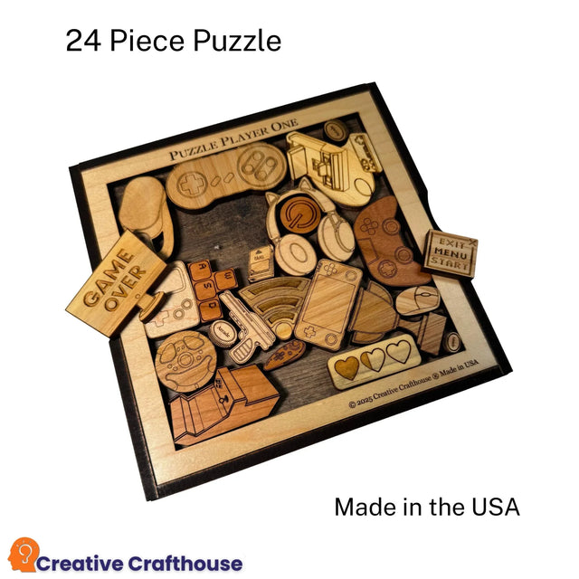 Puzzle Player One | Wooden Video Game Packing Puzzle - Creative Crafthouse