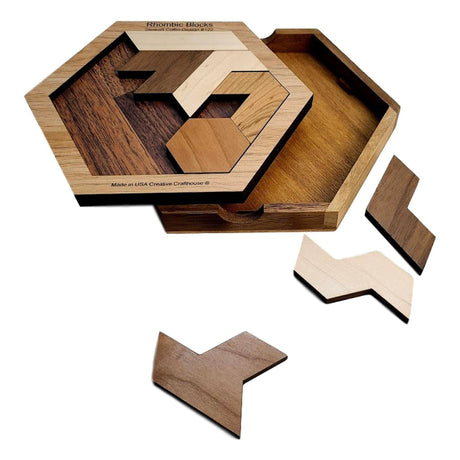 Rhombic Blocks – Stewart Coffin Design #122 Brain Teaser Puzzle - Challenging Puzzle - Gift for Hard To Buy for Teenager - Christmas Gift - Creative Crafthouse