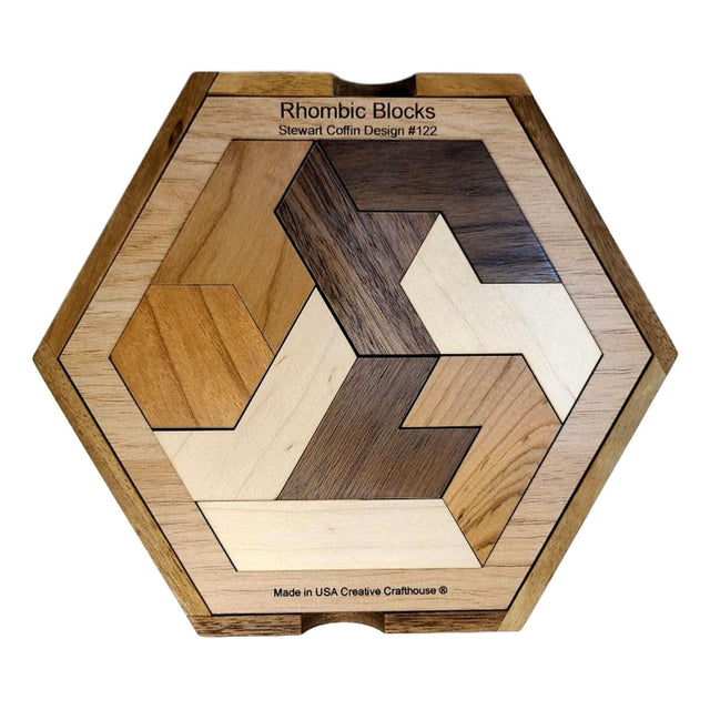 Rhombic Blocks – Stewart Coffin Design #122 Brain Teaser Puzzle - Challenging Puzzle - Gift for Hard To Buy for Teenager - Christmas Gift - Creative Crafthouse