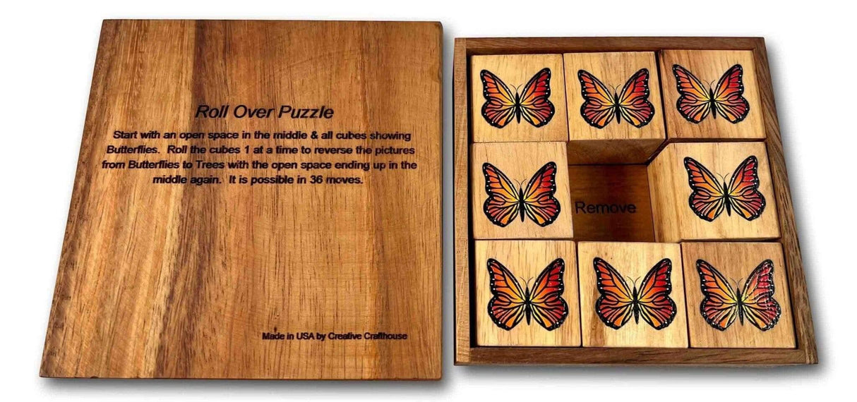 Roll Over Puzzle – Wooden Brain Teaser and Logic Pattern Game - Creative Crafthouse