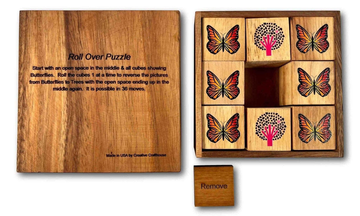 Roll Over Puzzle – Wooden Brain Teaser and Logic Pattern Game - Creative Crafthouse