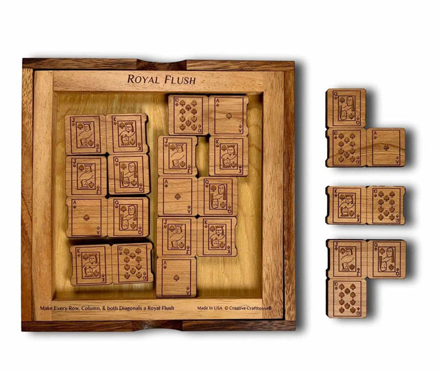 Royal Flush Wood Puzzle and Brain Teaser - Alder Version - Poker Player Gifts - Creative Crafthouse