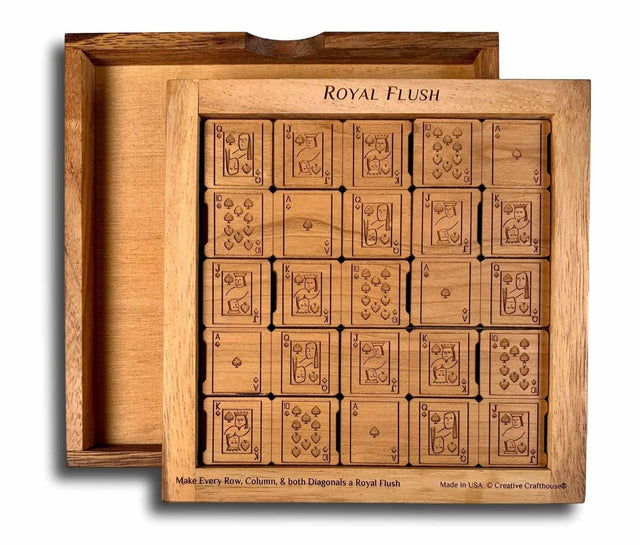 Royal Flush Wood Puzzle and Brain Teaser - Alder Version - Poker Player Gifts - Creative Crafthouse