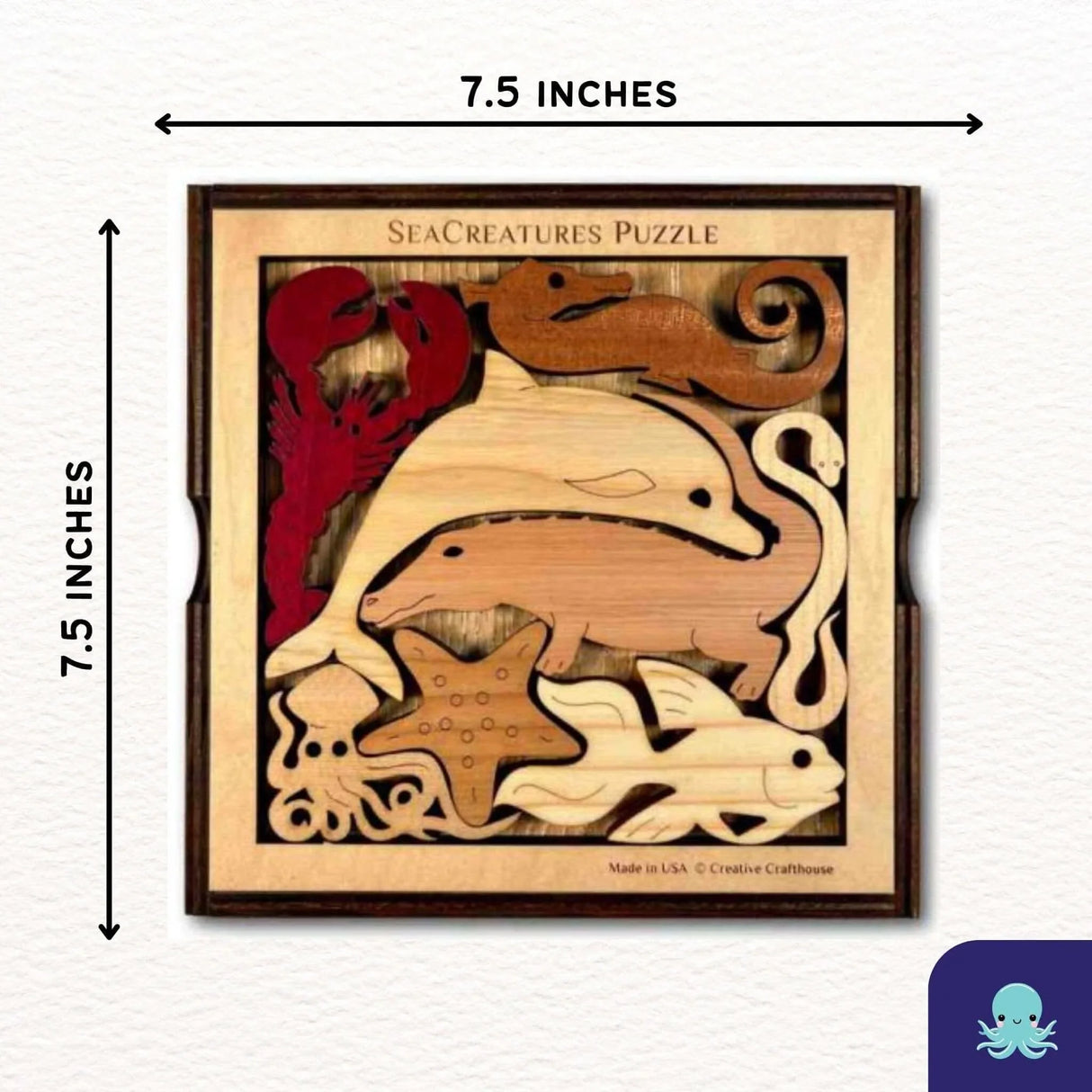 Sea Creatures an aquatic adventure wood puzzle - artistic and challenging - can be personalized - Creative Crafthouse